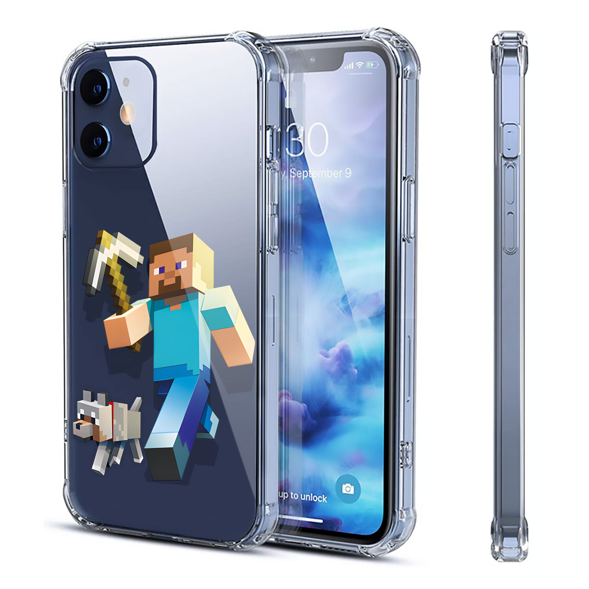 （画像用） マインクラフト ブロックの世界 Minecraft MC Block world 【iPhone 12シリーズ対応】透明スマホケース（クリアソフトケース）